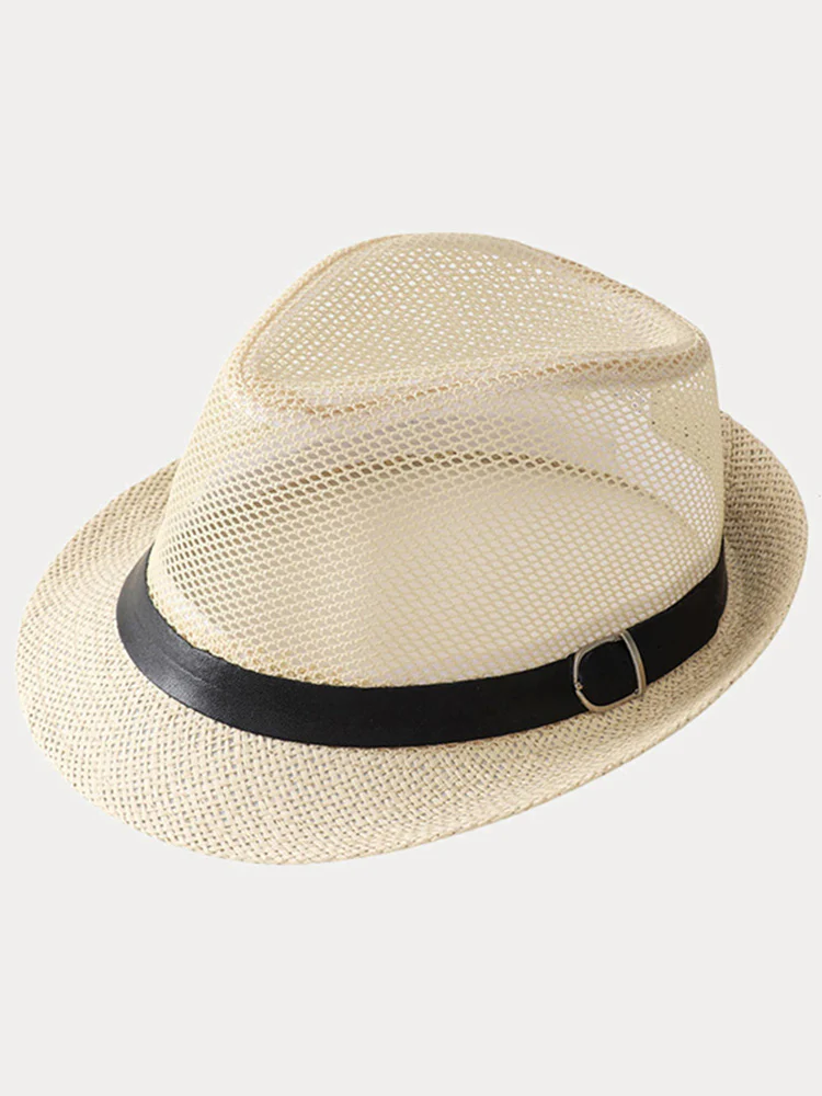 Hollow Weave Panama Fedora with Belt Buckle - Image 2