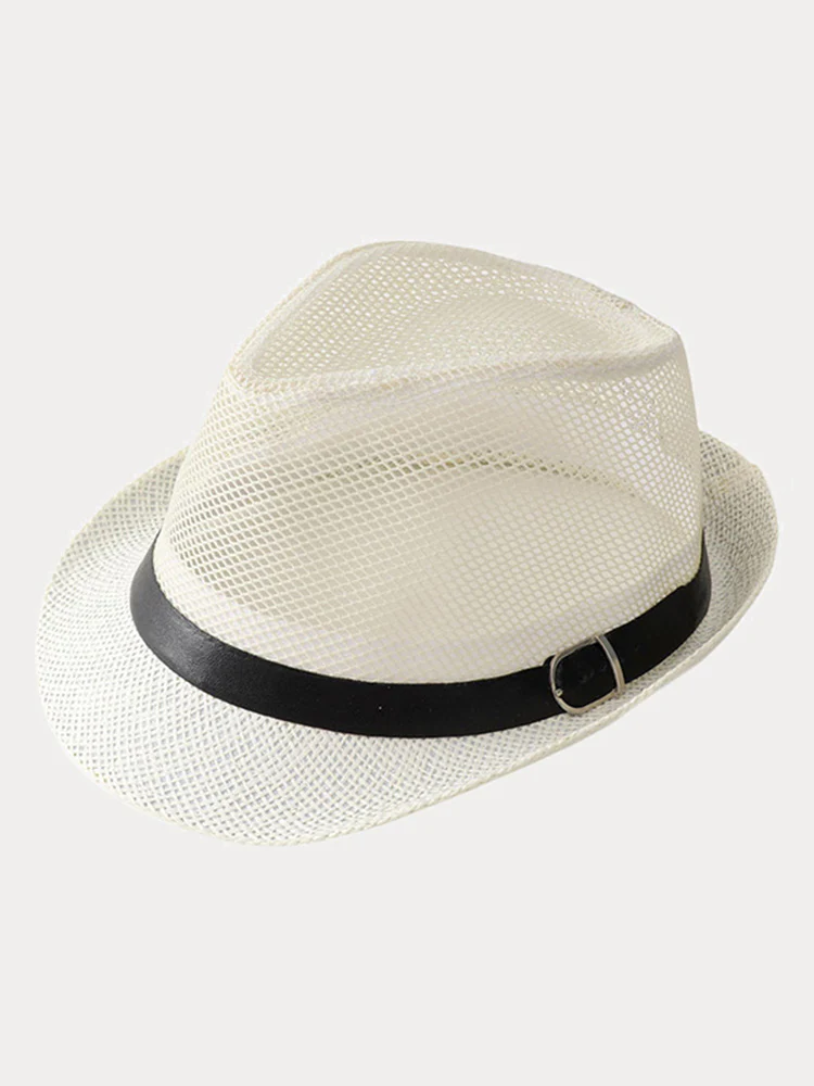 Hollow Weave Panama Fedora with Belt Buckle - Image 3