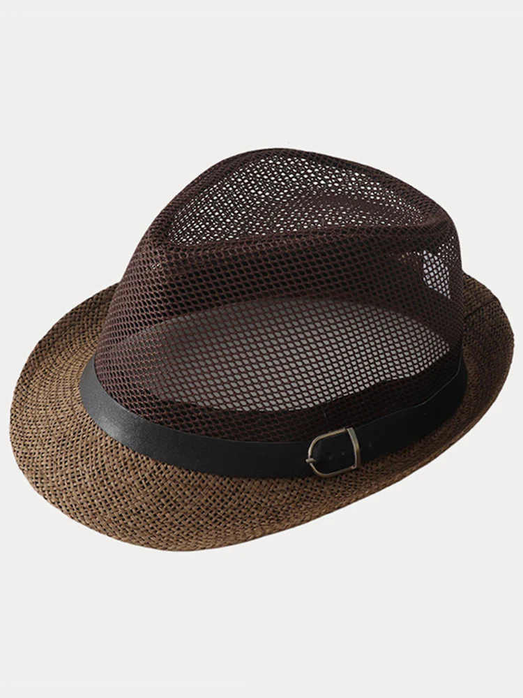 Hollow Weave Panama Fedora with Belt Buckle - Image 4