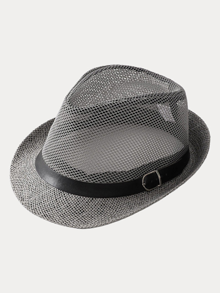 Hollow Weave Panama Fedora with Belt Buckle - Image 6