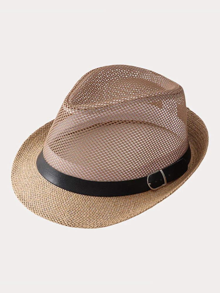 Hollow Weave Panama Fedora with Belt Buckle - Image 7