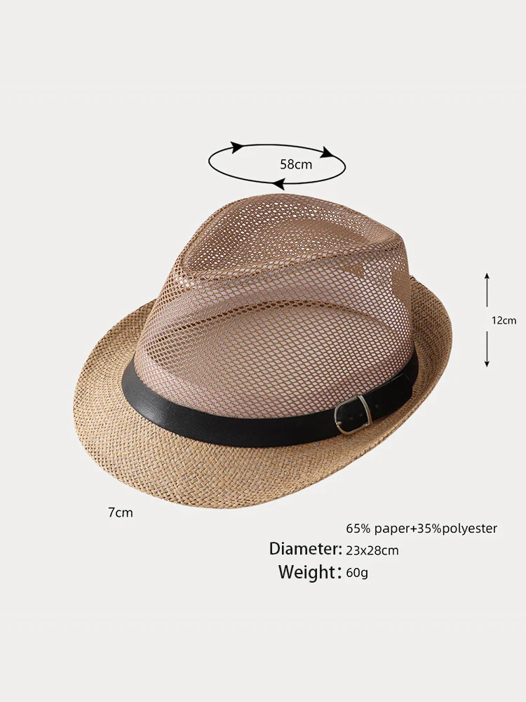 Hollow Weave Panama Fedora with Belt Buckle - Image 8