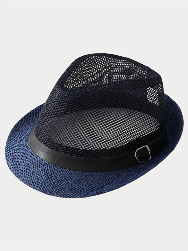 Hollow Weave Panama Fedora with Belt Buckle - Image 9