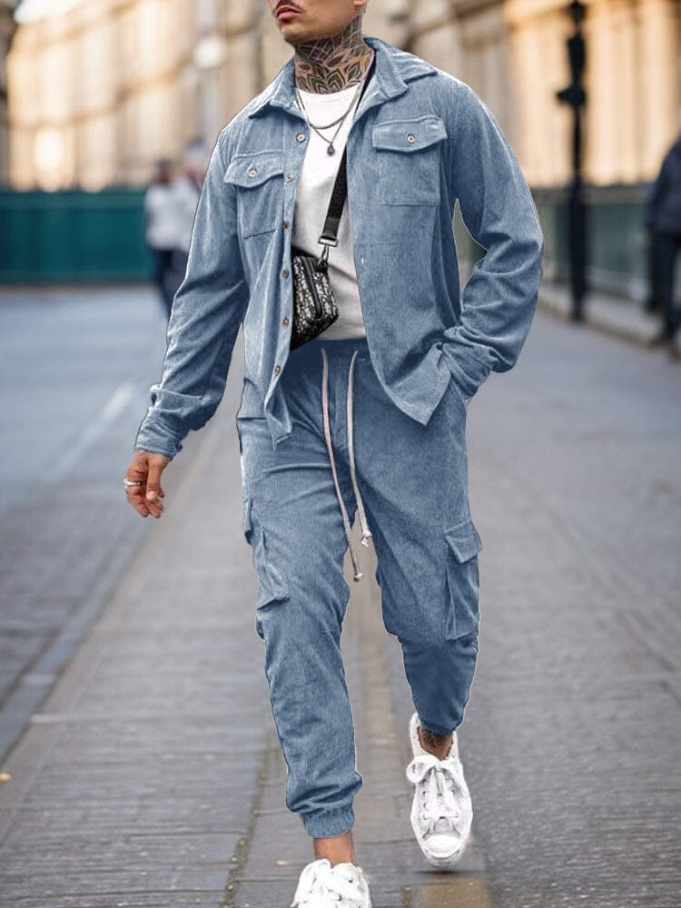 Cargo Style Corduroy Jacket Pants Set - Image 4