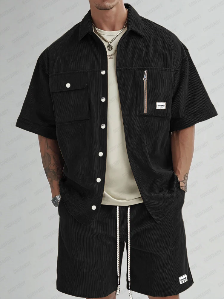 Cargo Style Corduroy Shirt Set