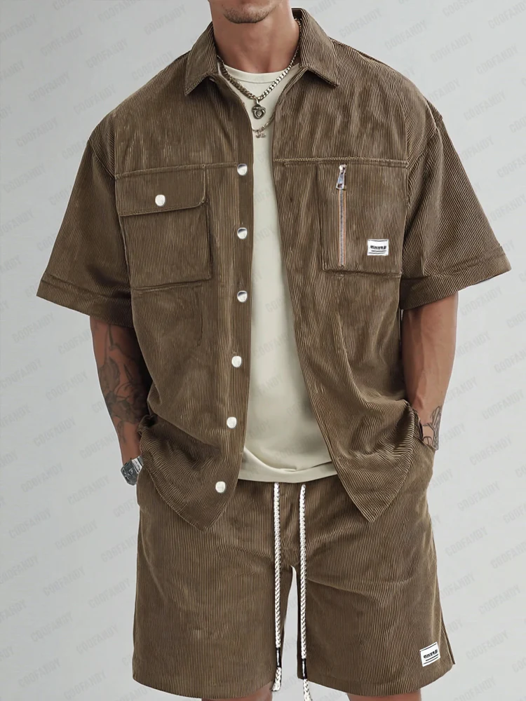 Cargo Style Corduroy Shirt Set - Image 2