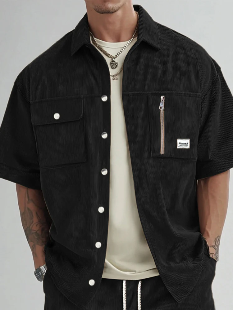 Cargo Style Corduroy Shirt Set - Image 3