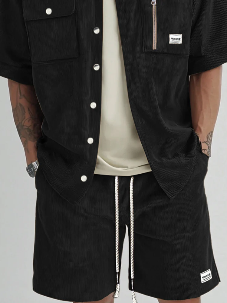 Cargo Style Corduroy Shirt Set - Image 4