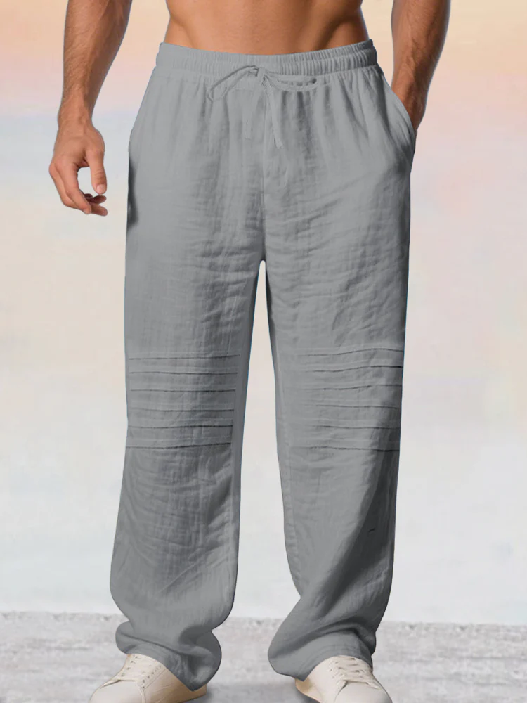 Casual 100% Cotton Drawstring Waist Pants - Image 3