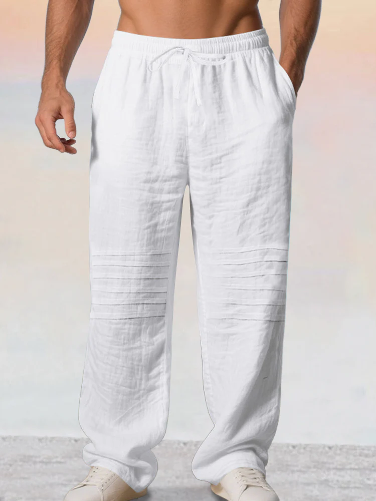 Casual 100% Cotton Drawstring Waist Pants - Image 6