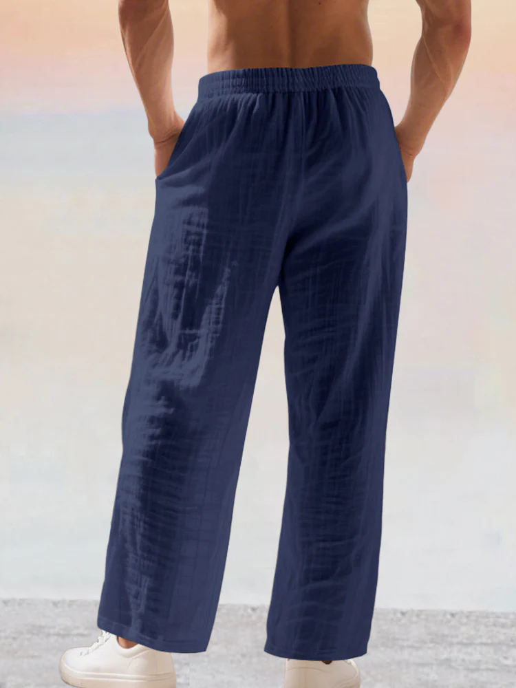 Casual 100% Cotton Drawstring Waist Pants - Image 9