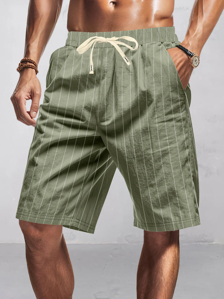 Casual 100% Cotton Stripe Shorts - Image 2