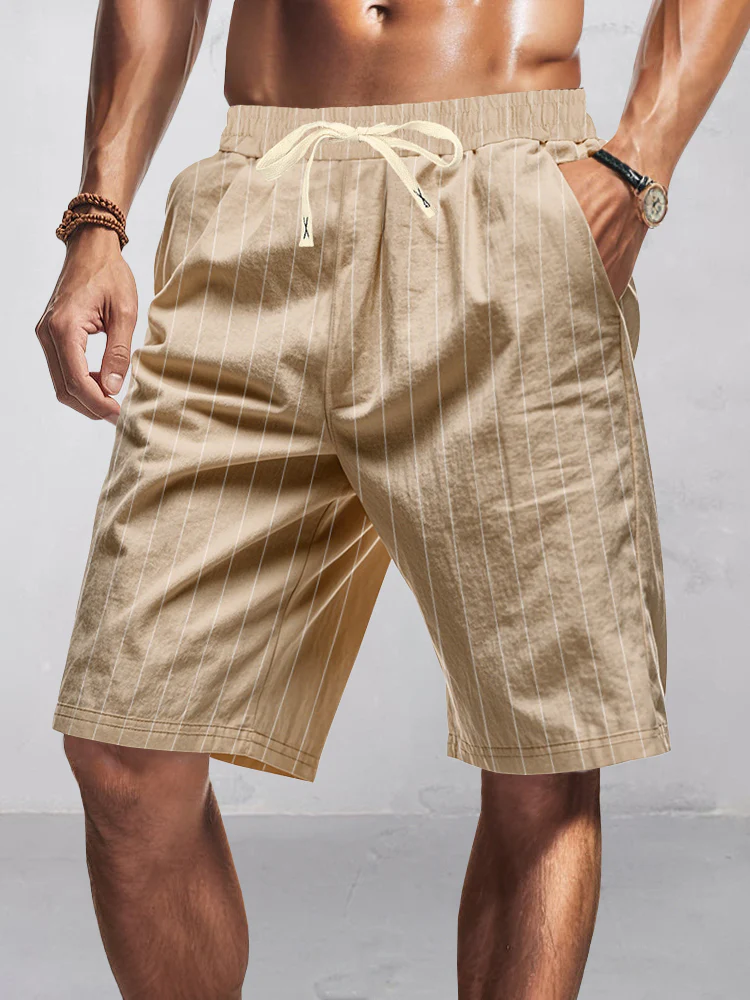 Casual 100% Cotton Stripe Shorts - Image 4