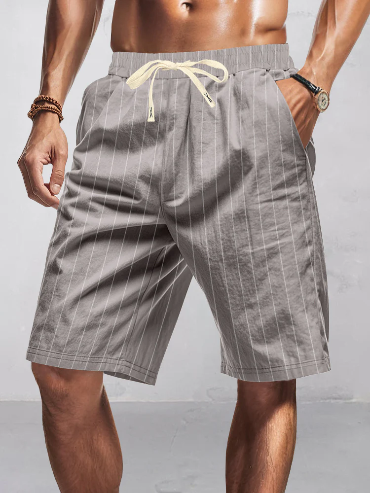 Casual 100% Cotton Stripe Shorts - Image 5