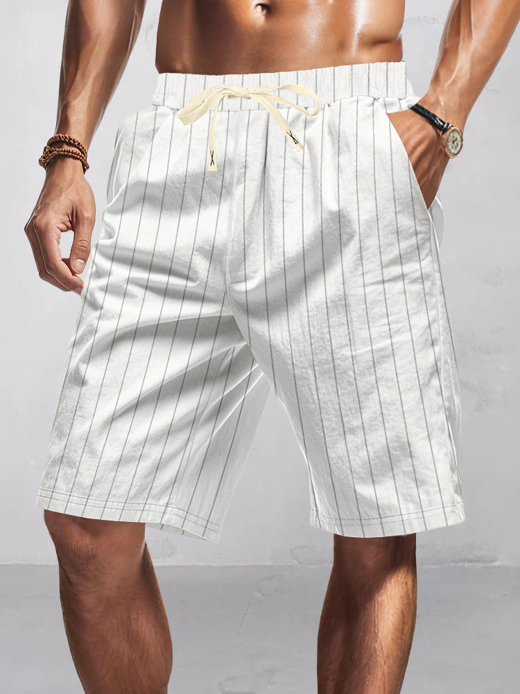 Casual 100% Cotton Stripe Shorts - Image 6