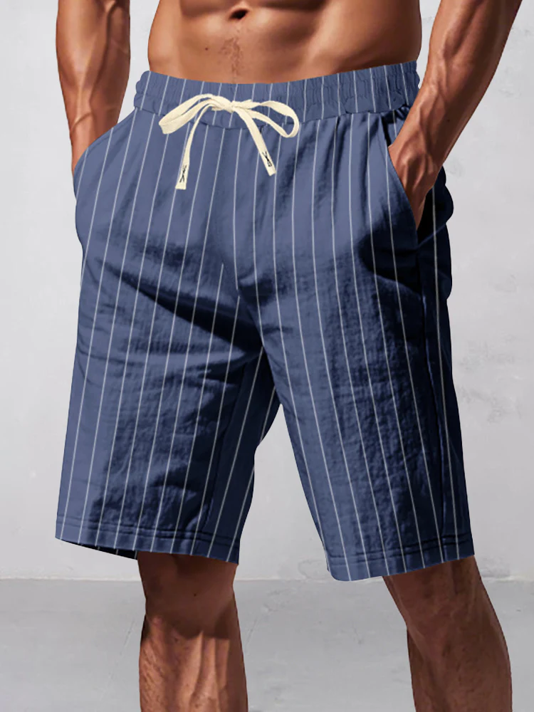 Casual 100% Cotton Stripe Shorts - Image 7