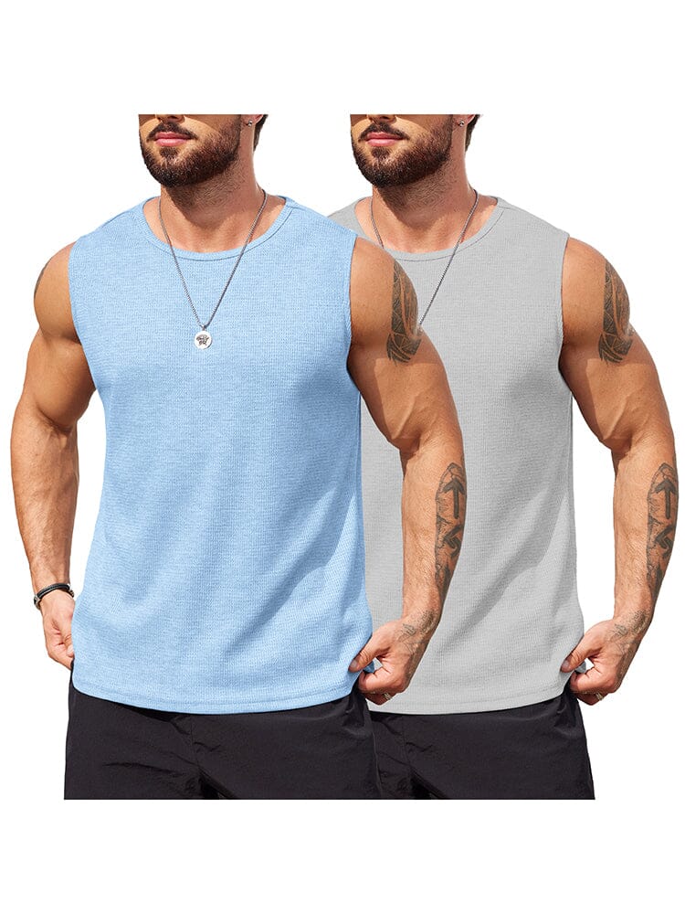 Casual 2 Pack Waffle Tank Tops (US Only) - Image 4
