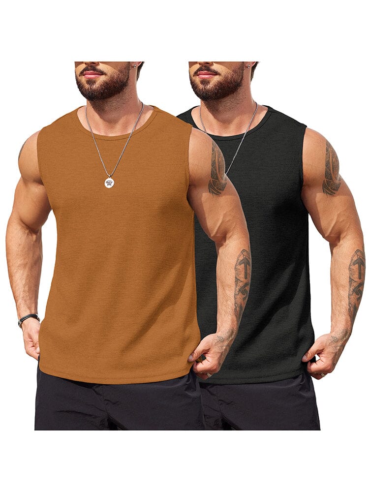 Casual 2 Pack Waffle Tank Tops (US Only) - Image 5