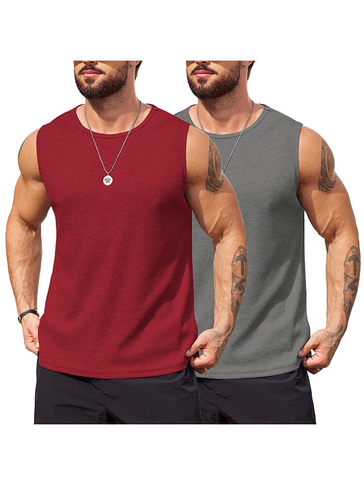 Casual 2 Pack Waffle Tank Tops (US Only) - Image 6