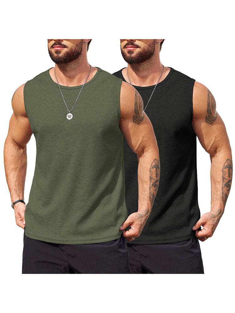 Casual 2 Pack Waffle Tank Tops (US Only) - Image 7
