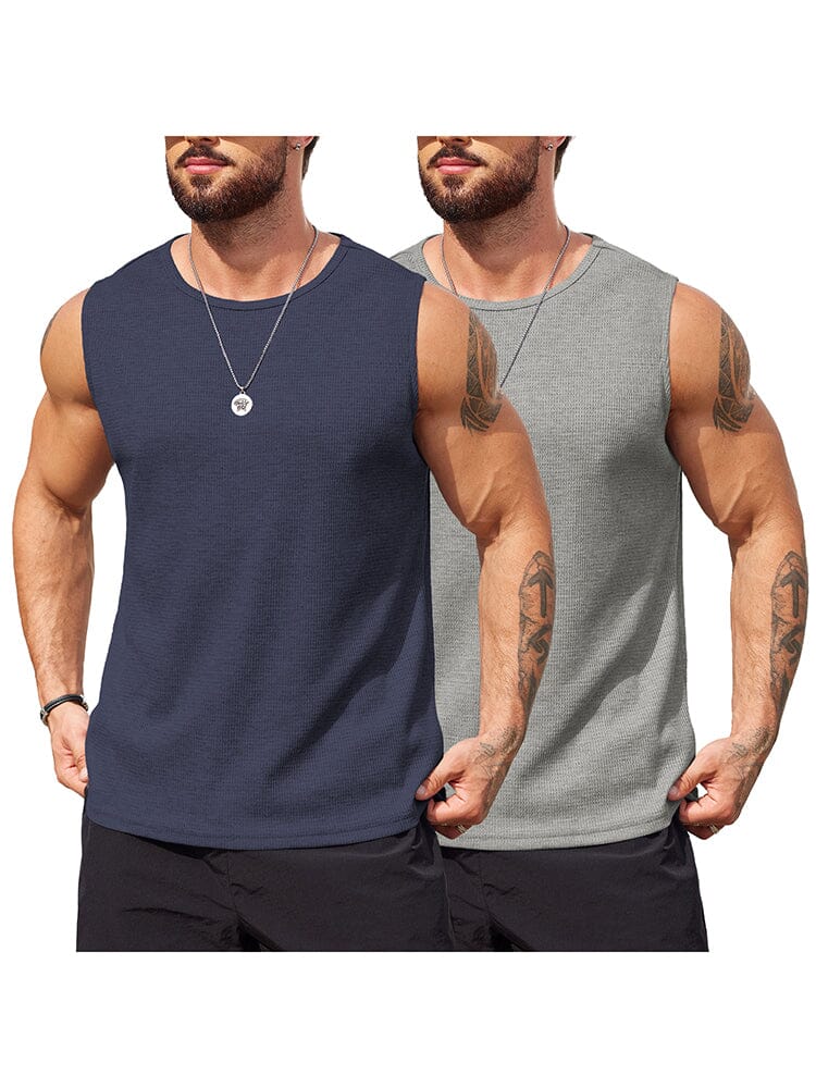 Casual 2 Pack Waffle Tank Tops (US Only) - Image 9