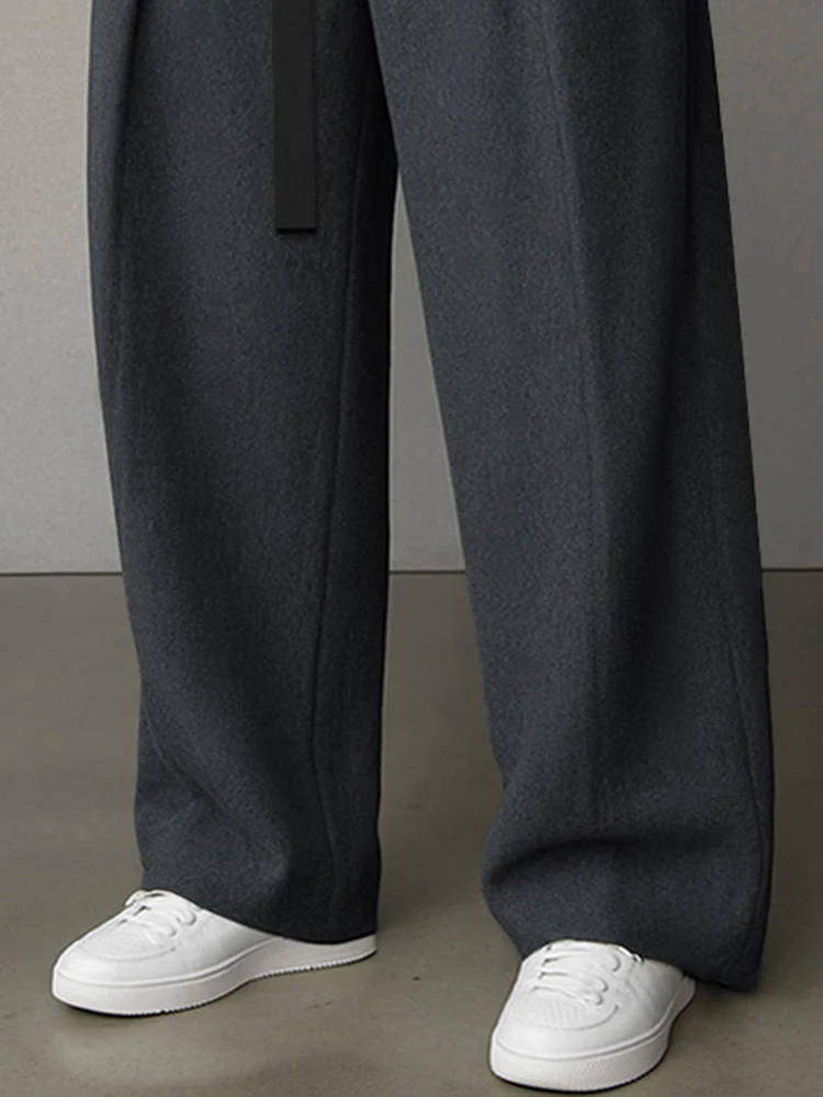 Casual Belt Accent Straight Cut Suit Pants - Image 5