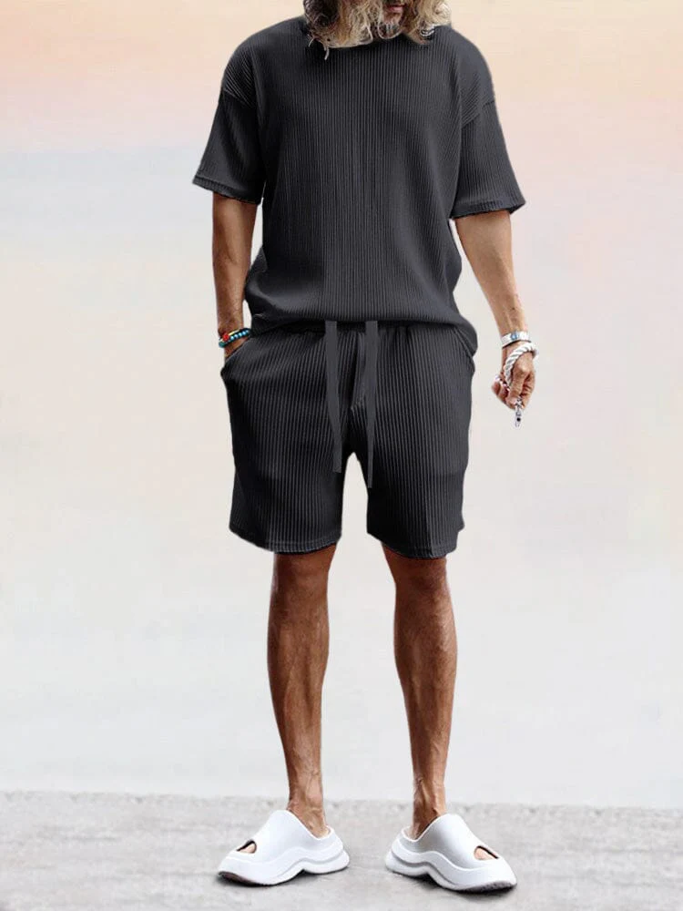 Casual Breathable Pit Strip Tracksuit Set - Image 2