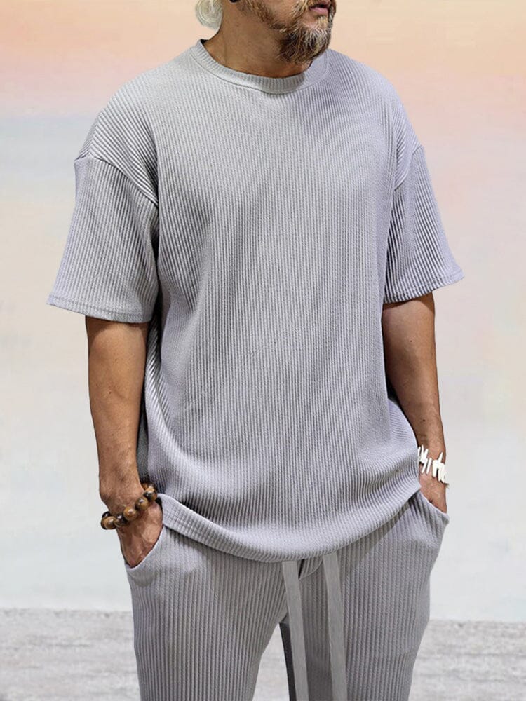 Casual Breathable Pit Strip Tracksuit Set - Image 9