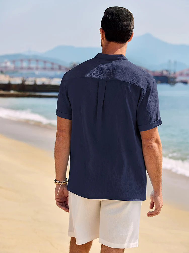 Casual Breathable Solid Henley Shirt (US Only) - Image 7