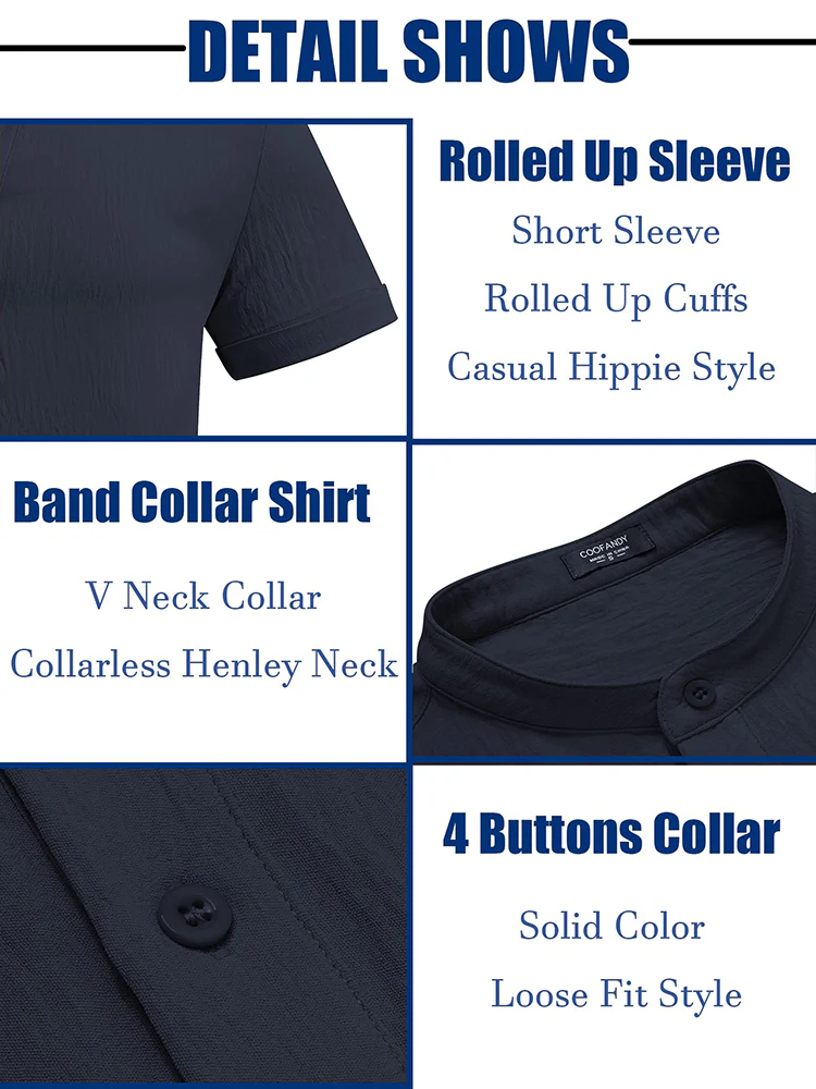 Casual Breathable Solid Henley Shirt (US Only) - Image 9