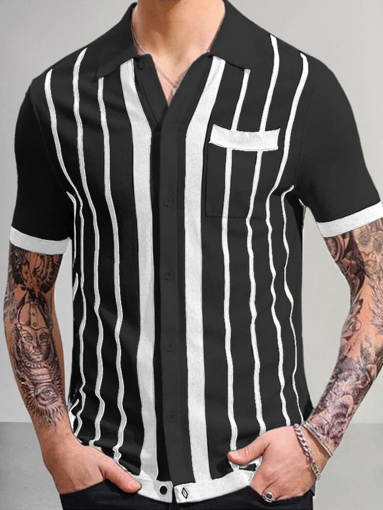 Casual Breathable Stripe Knit Top - Image 2