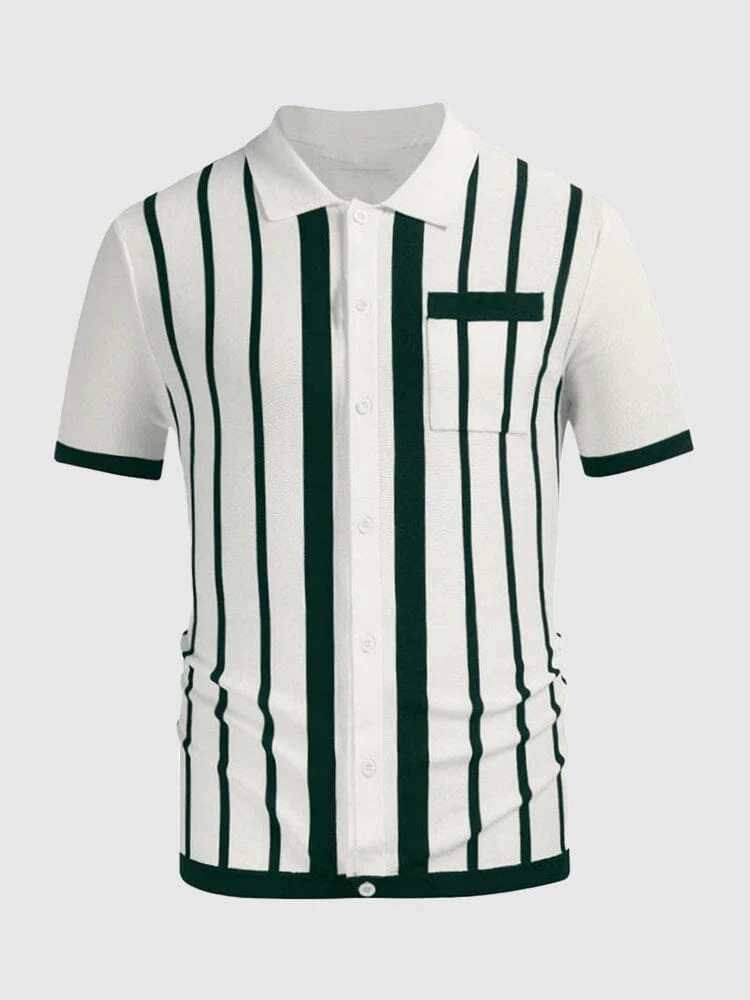 Casual Breathable Stripe Knit Top - Image 4