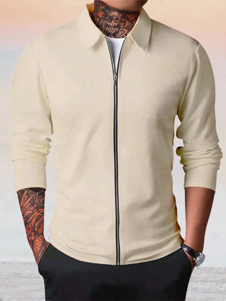 Casual Breathable Waffle Jacket - Image 3
