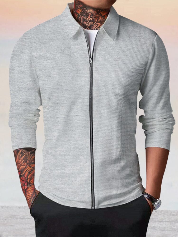 Casual Breathable Waffle Jacket - Image 4