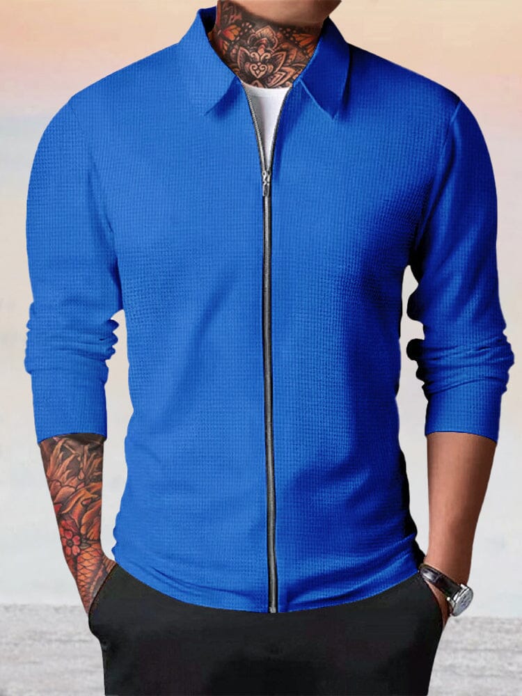 Casual Breathable Waffle Jacket - Image 5