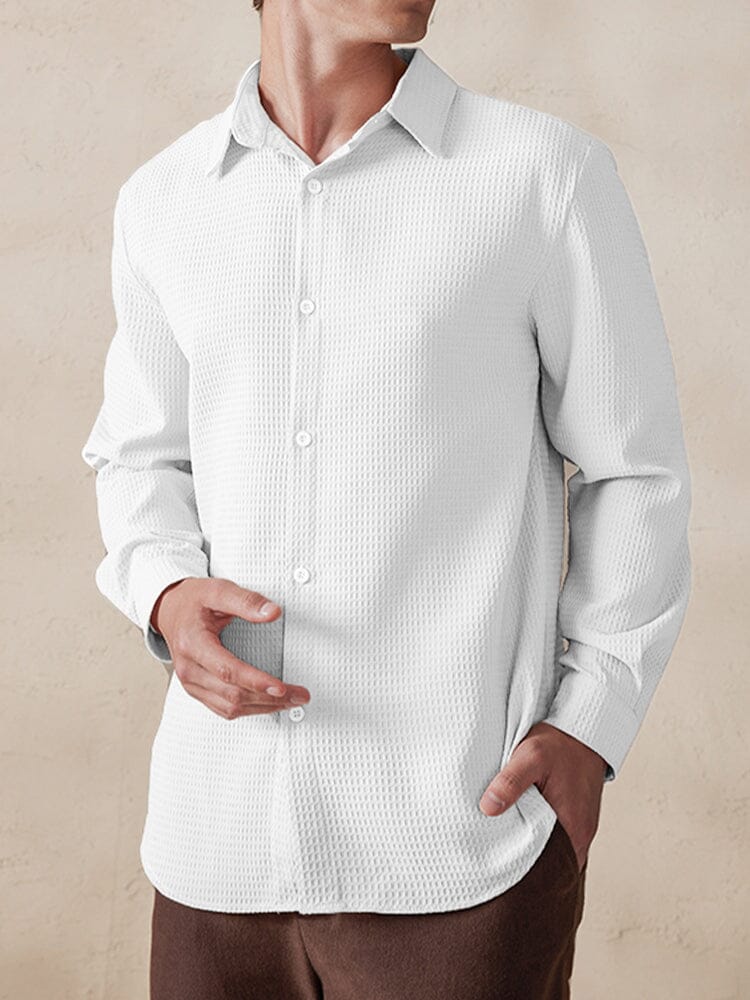 Casual Breathable Waffle Shirt - Image 2