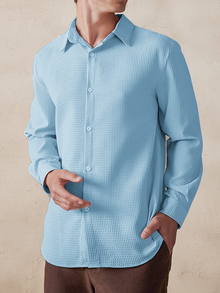 Casual Breathable Waffle Shirt - Image 4