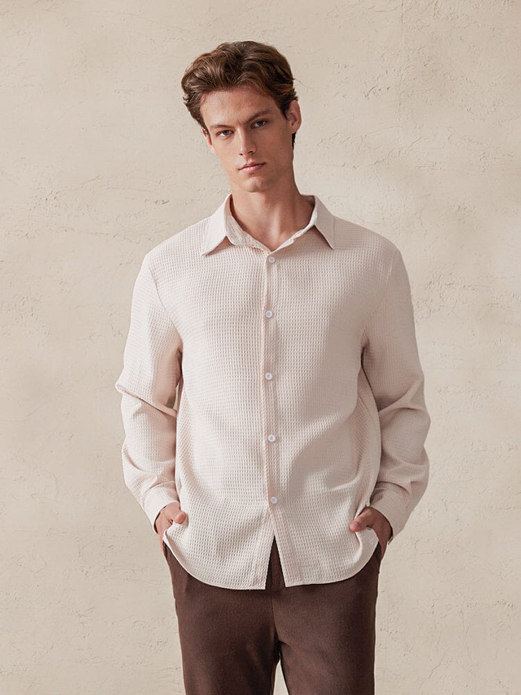 Casual Breathable Waffle Shirt - Image 5