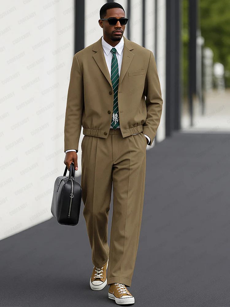 Casual Business Style Jacket Pants Set