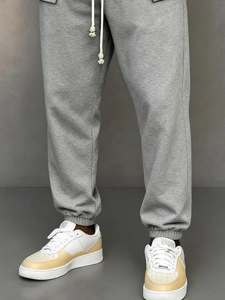Casual Button Accent Drawstring Sweatpants - Image 4