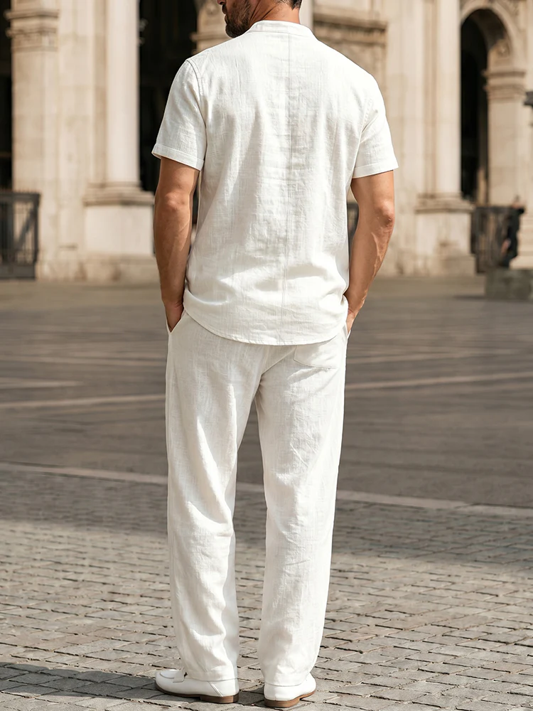 Casual Button Design 100% Cotton Shirt Set - Image 3