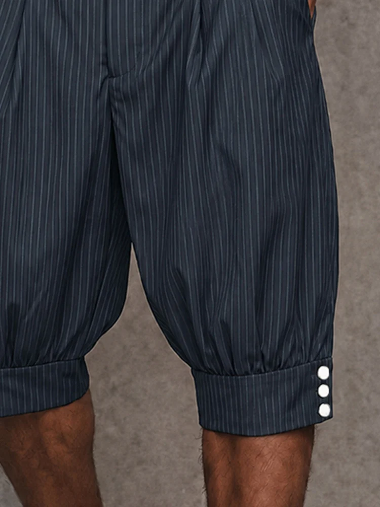 Casual Button Details Striped Lantern Shorts - Image 4