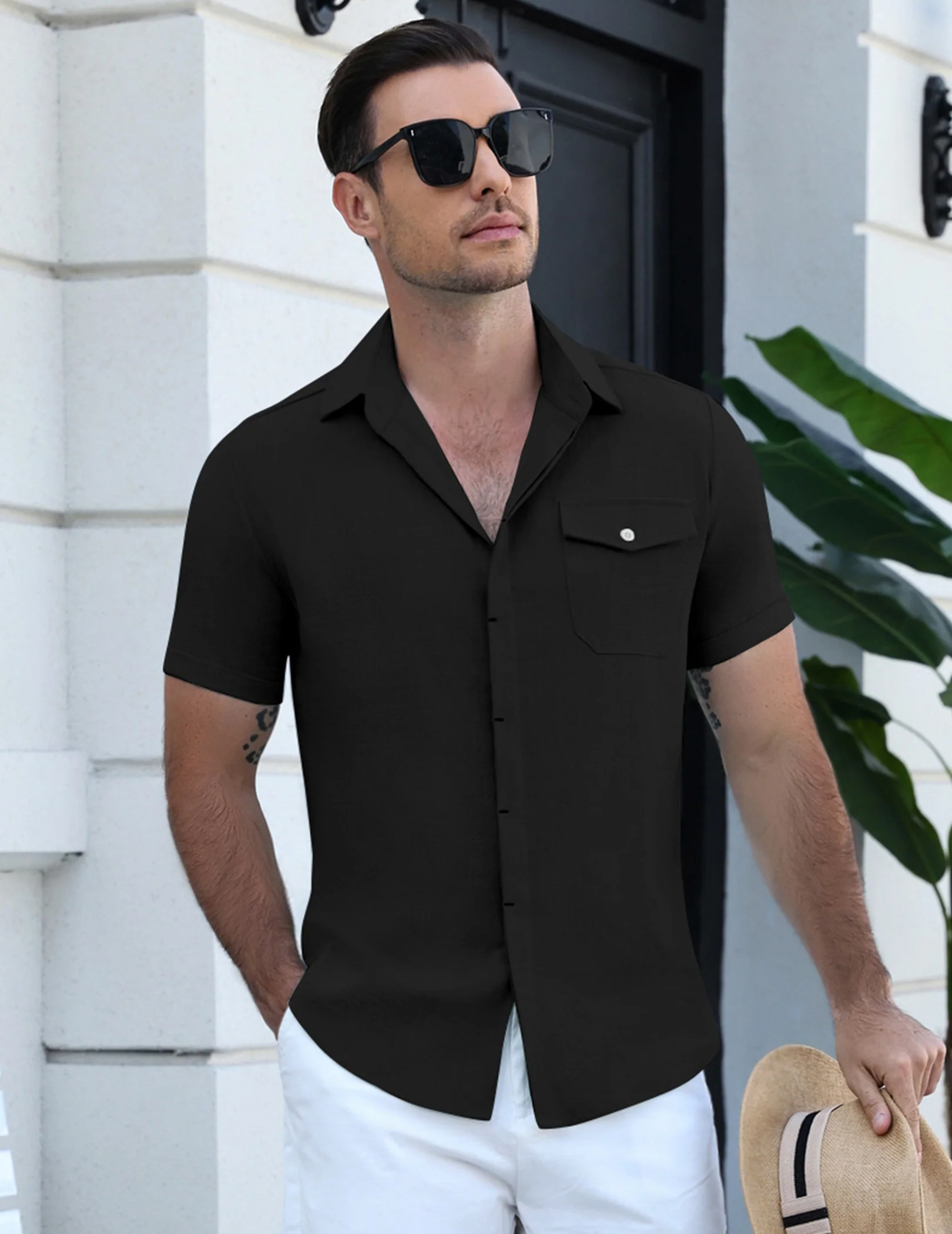 Casual Button Down Short Sleeve Shirt with Pocket (US Only) - Image 8