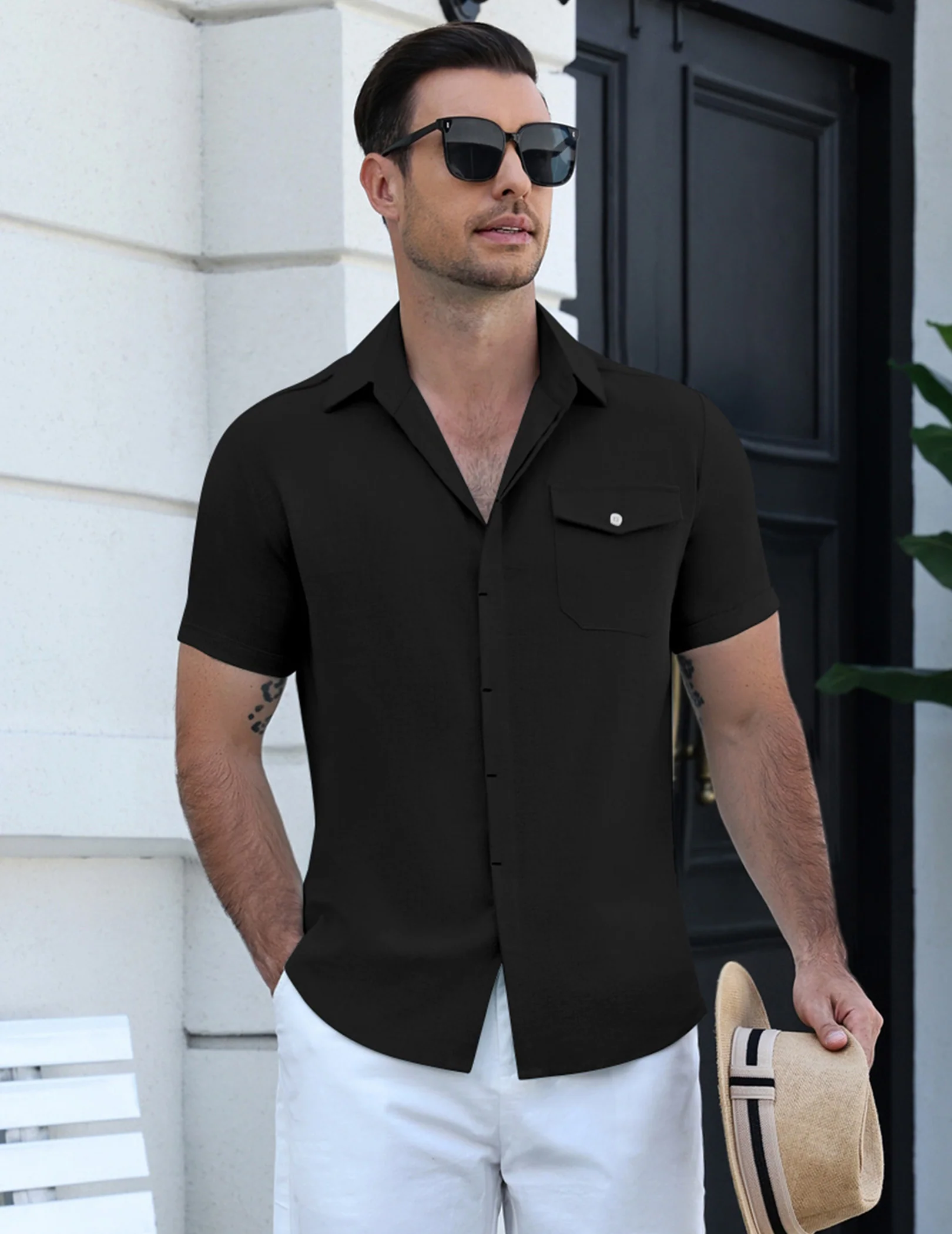 Casual Button Down Short Sleeve Shirt with Pocket (US Only) - Image 9