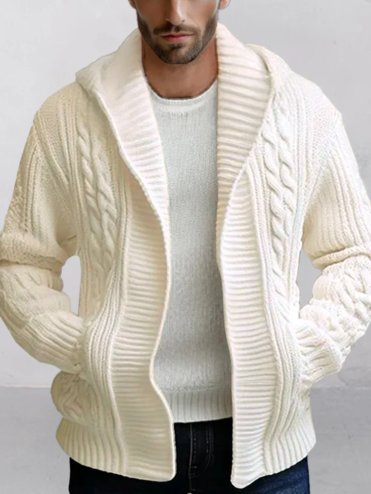 Casual Cable Knit Open Front Cardigan - Image 3
