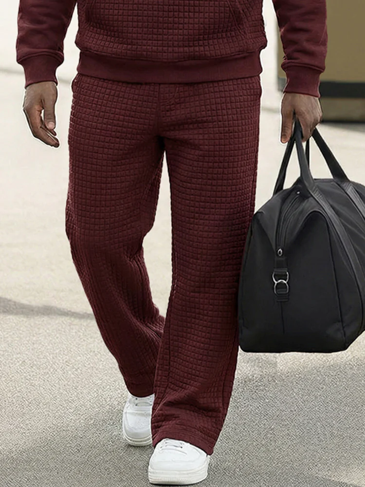 Casual Check Jacquard Sweatsuit Set - Image 4