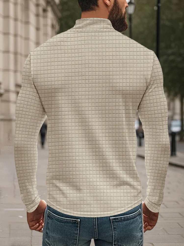 Casual Checkered Stand Collar Sweatshirt - Image 9