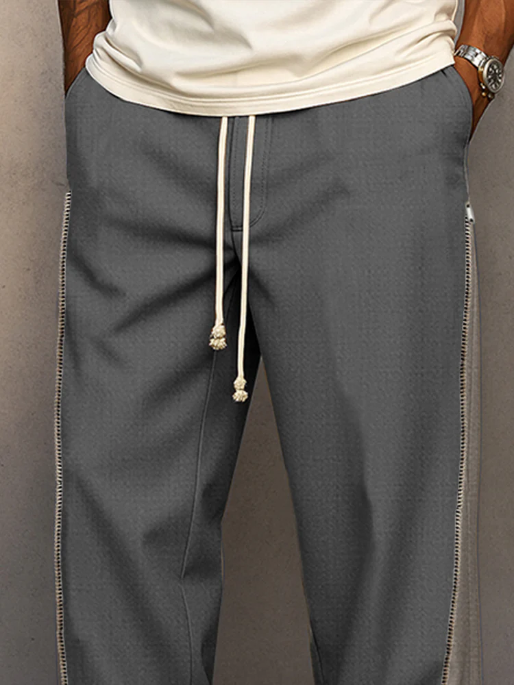 Casual Colorblock Side Zipper Accent Pants - Image 3