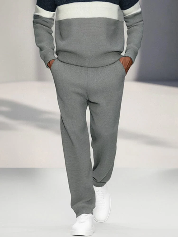 Casual Colorblock Sweatshirt Pants Set - Image 4