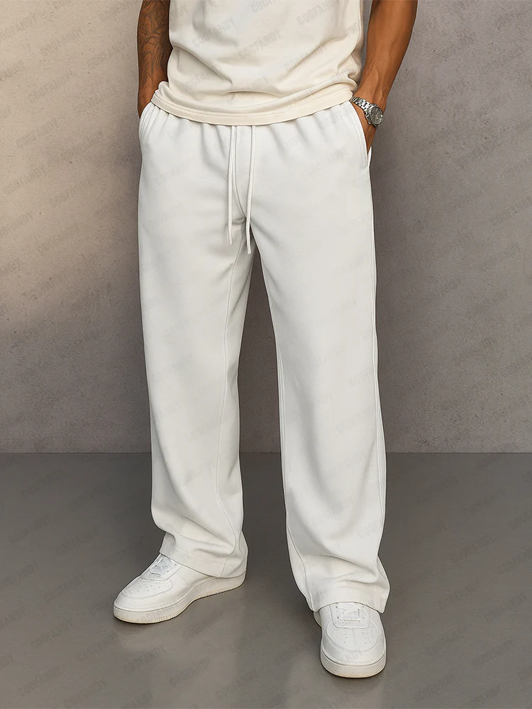 Casual Comfy Plaid Panel Sweatpants - Image 3